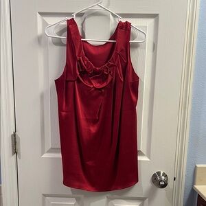 LOFT Red Ruffle Sleeveless Blouse